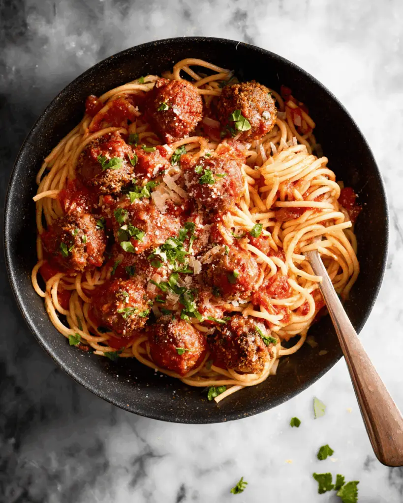 Classic Italian Spaghetti with Juicy Homemade Meatballs