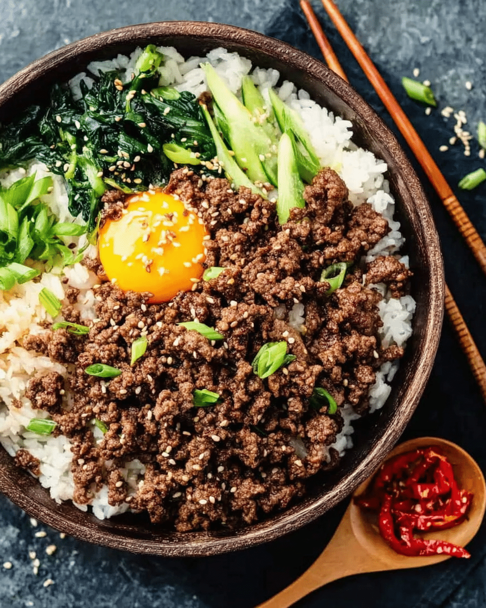 Savory Korean Ground Beef Rice Bowls with a Sweet and Spicy Sauce