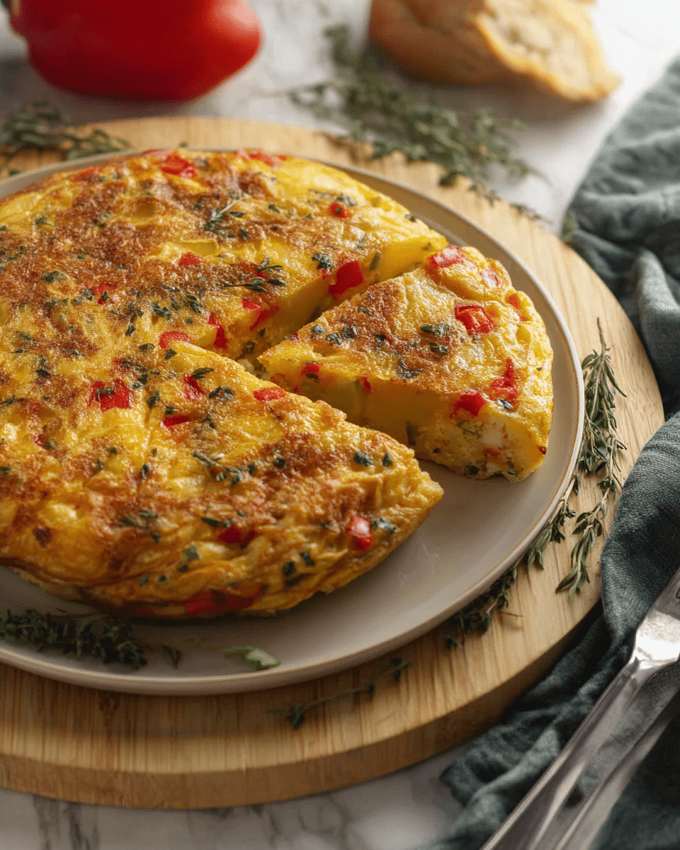 Rustic Italian Potato and Red Pepper Frittata Delight