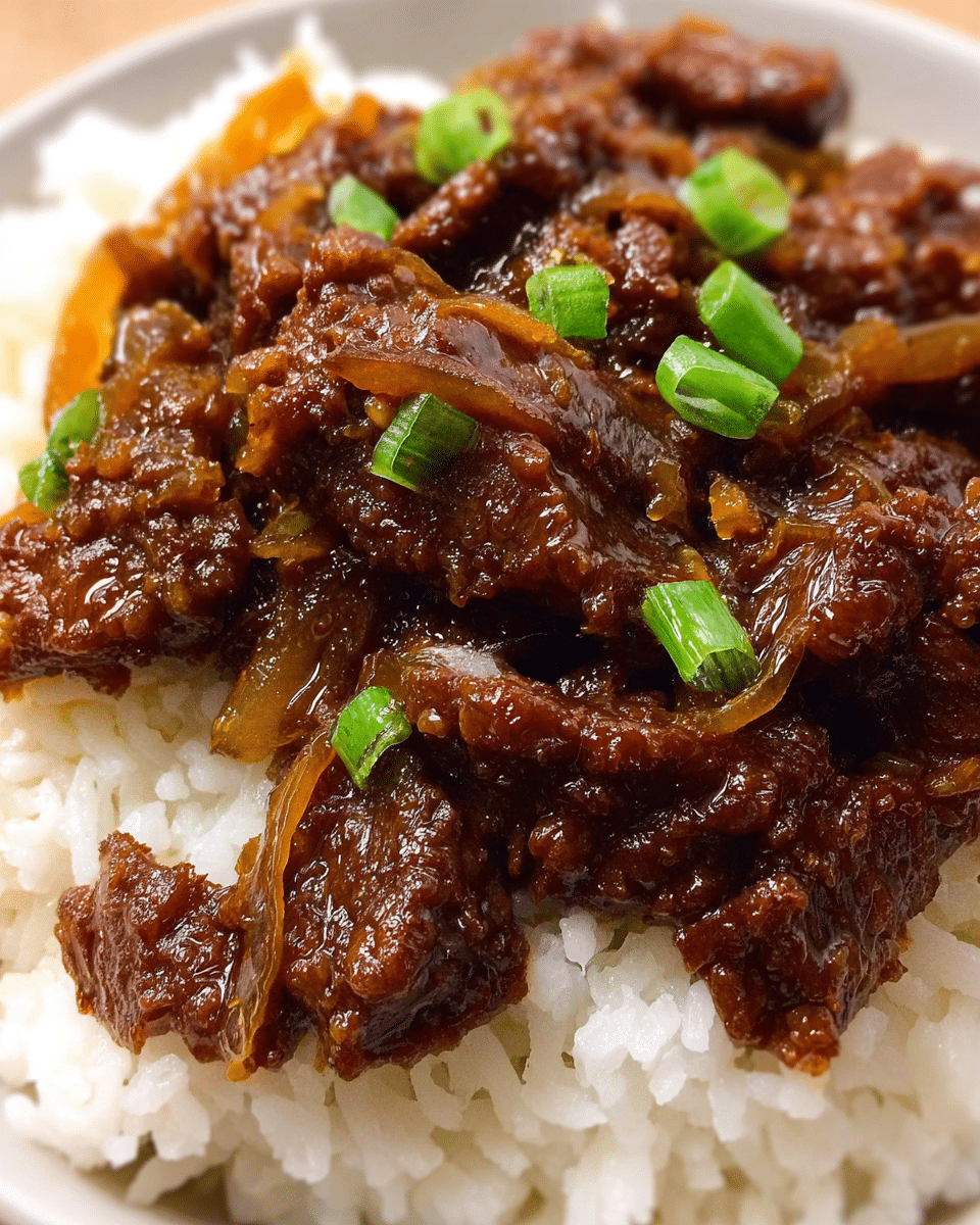 Tender Mongolian-Style Beef Simmered in a Rich, Sweet Soy Glaze