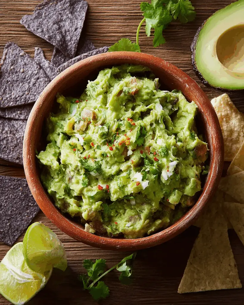 Creamy Classic Guacamole with Fresh Lime and Garlic