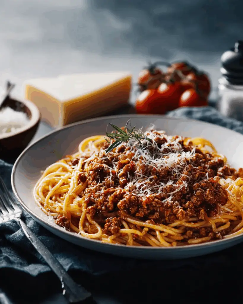 Rich and Hearty Italian-Style Pasta Bolognese with Fresh Herbs