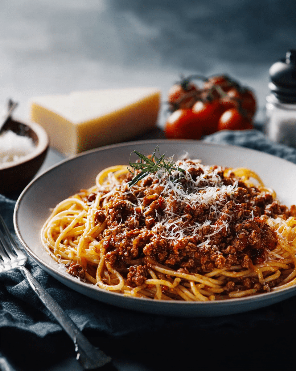 Rich and Hearty Italian-Style Pasta Bolognese with Fresh Herbs
