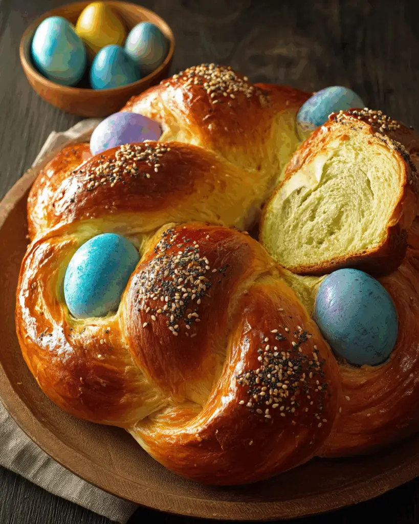 Braided Italian Easter Ring with Dyed Eggs