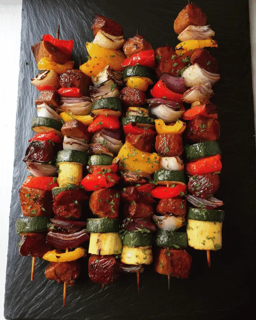 Spicy-Sweet Firecracker Chicken and Veggie Skewers