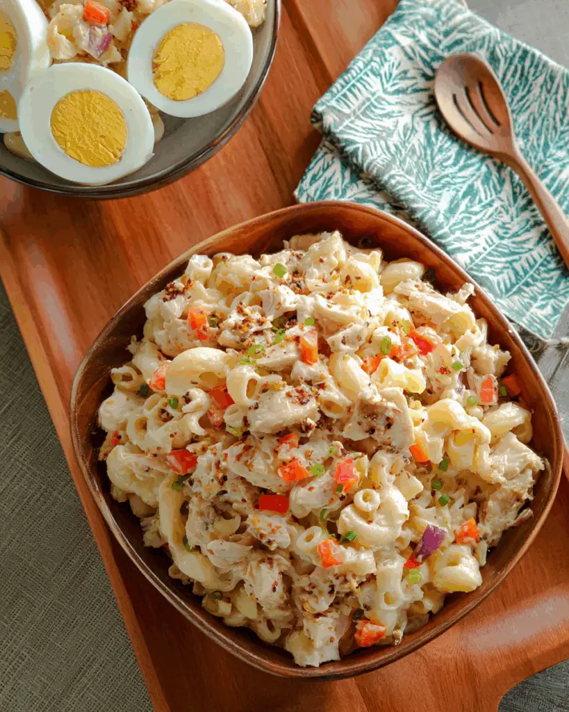 Creamy Holiday Filipino Macaroni Salad with Chicken and Pineapple