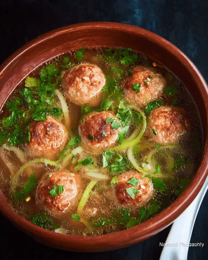 Comforting Pork Meatball Soup with Misua Noodles and Sponge Gourd
