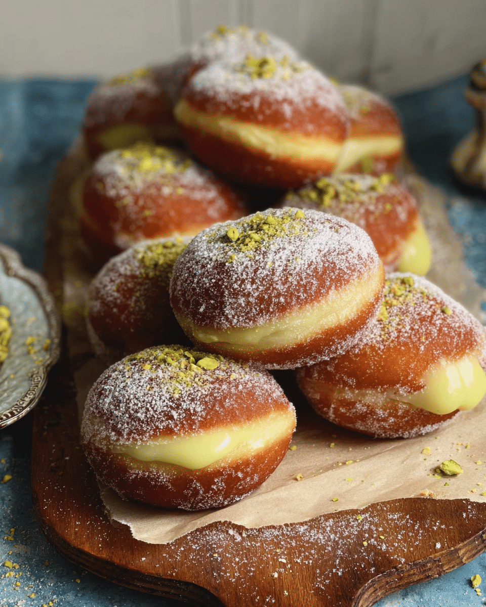 Italian Pistachio Cream–Filled Bomboloni Delight