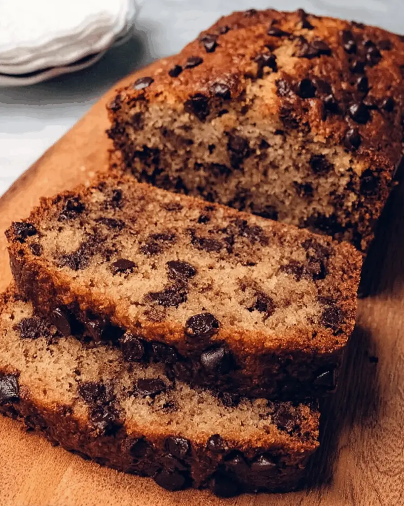 Moist Whole Wheat Banana Bread Loaded with Mini Chocolate Chips