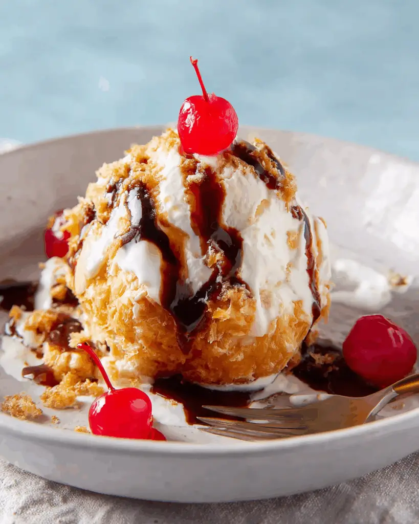 Crispy Cinnamon-Coated Fried Ice Cream Delight