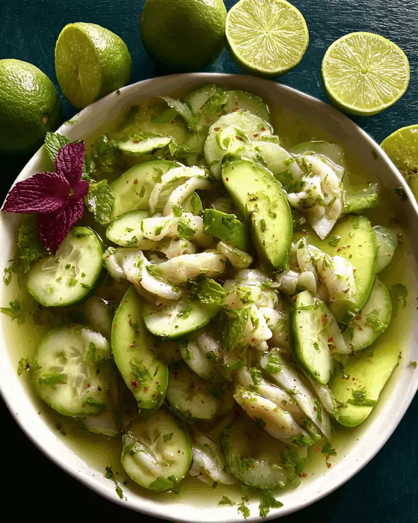 Zesty Mexican Shrimp Aguachile with Fresh Avocado & Cucumber