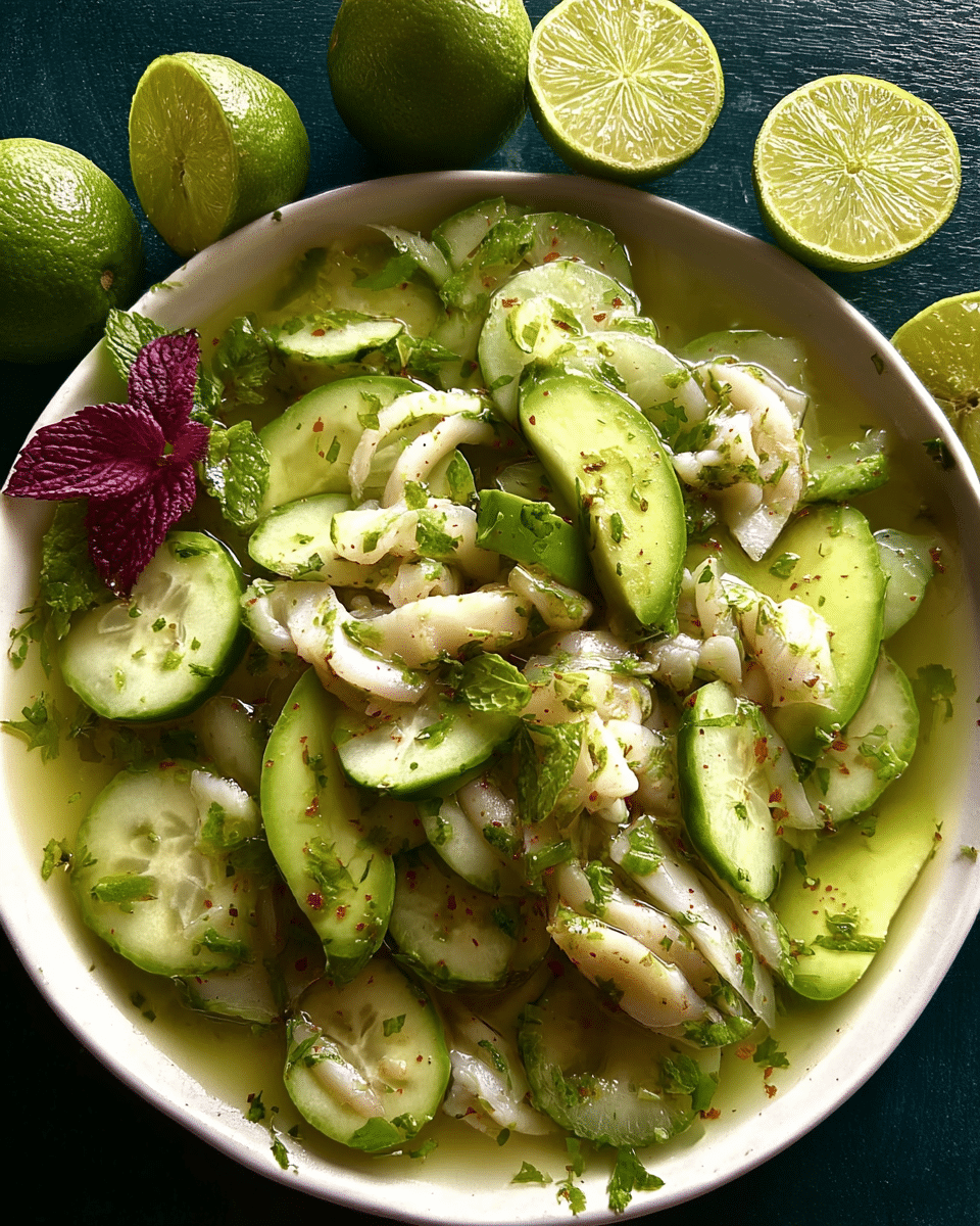 Zesty Mexican Shrimp Aguachile with Fresh Avocado & Cucumber