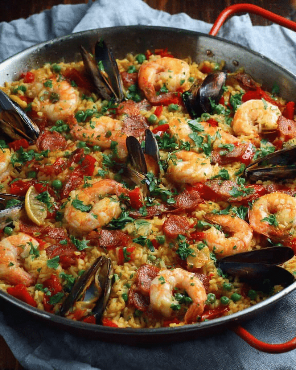 Saffron-Infused Spanish Paella with Shrimp and Chorizo