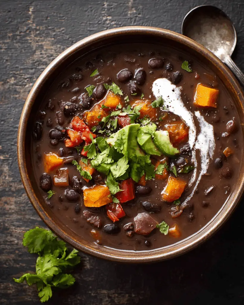 Hearty Smoky Black Bean Soup with Sweet Potatoes and Lime