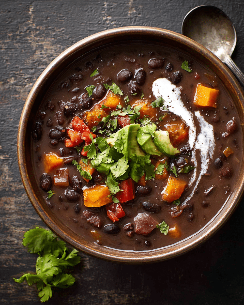 Hearty Smoky Black Bean Soup with Sweet Potatoes and Lime