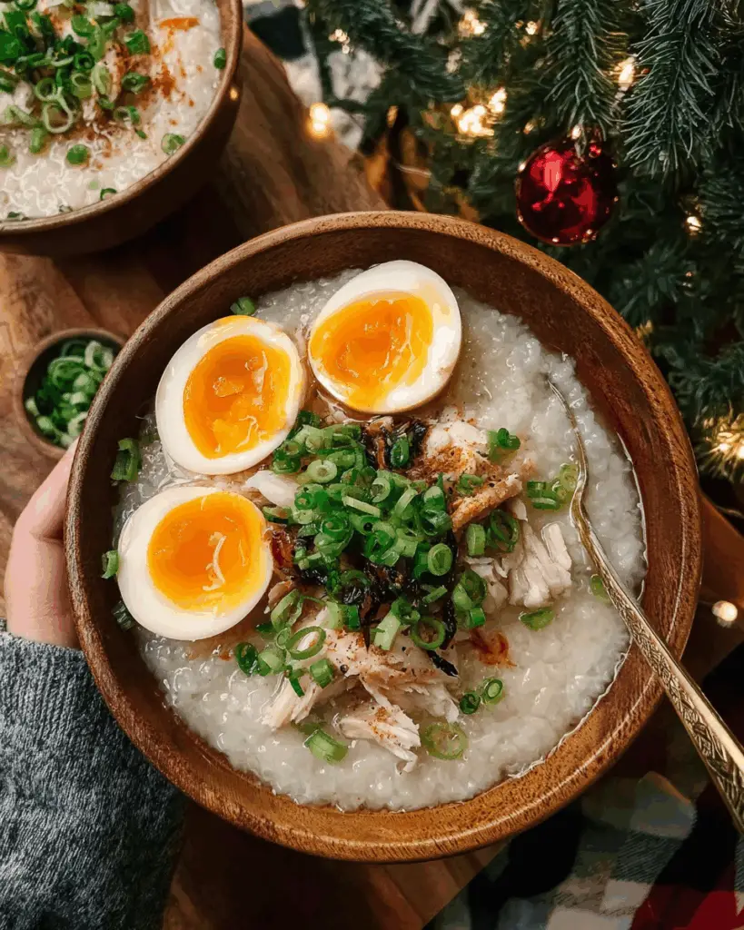 Comforting Filipino Chicken Rice Porridge with Ginger and Garlic