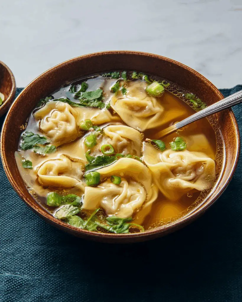 Comforting Homemade Wonton Soup with Pork and Shrimp Dumplings