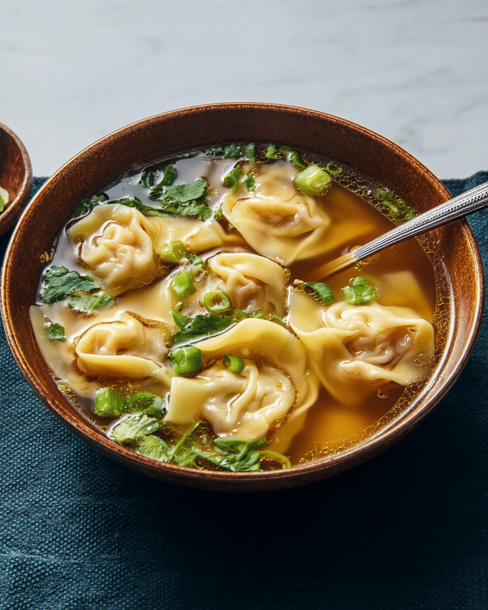 Comforting Homemade Wonton Soup with Pork and Shrimp Dumplings