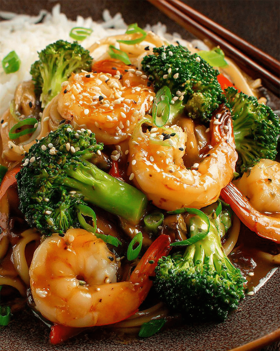 Succulent Shrimp and Crisp Broccoli in Savory Garlic Sauce