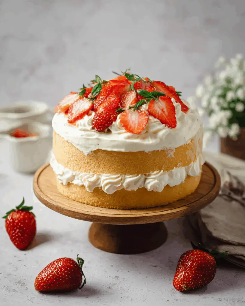 Fluffy Japanese Strawberry Shortcake with Fresh Whipped Cream