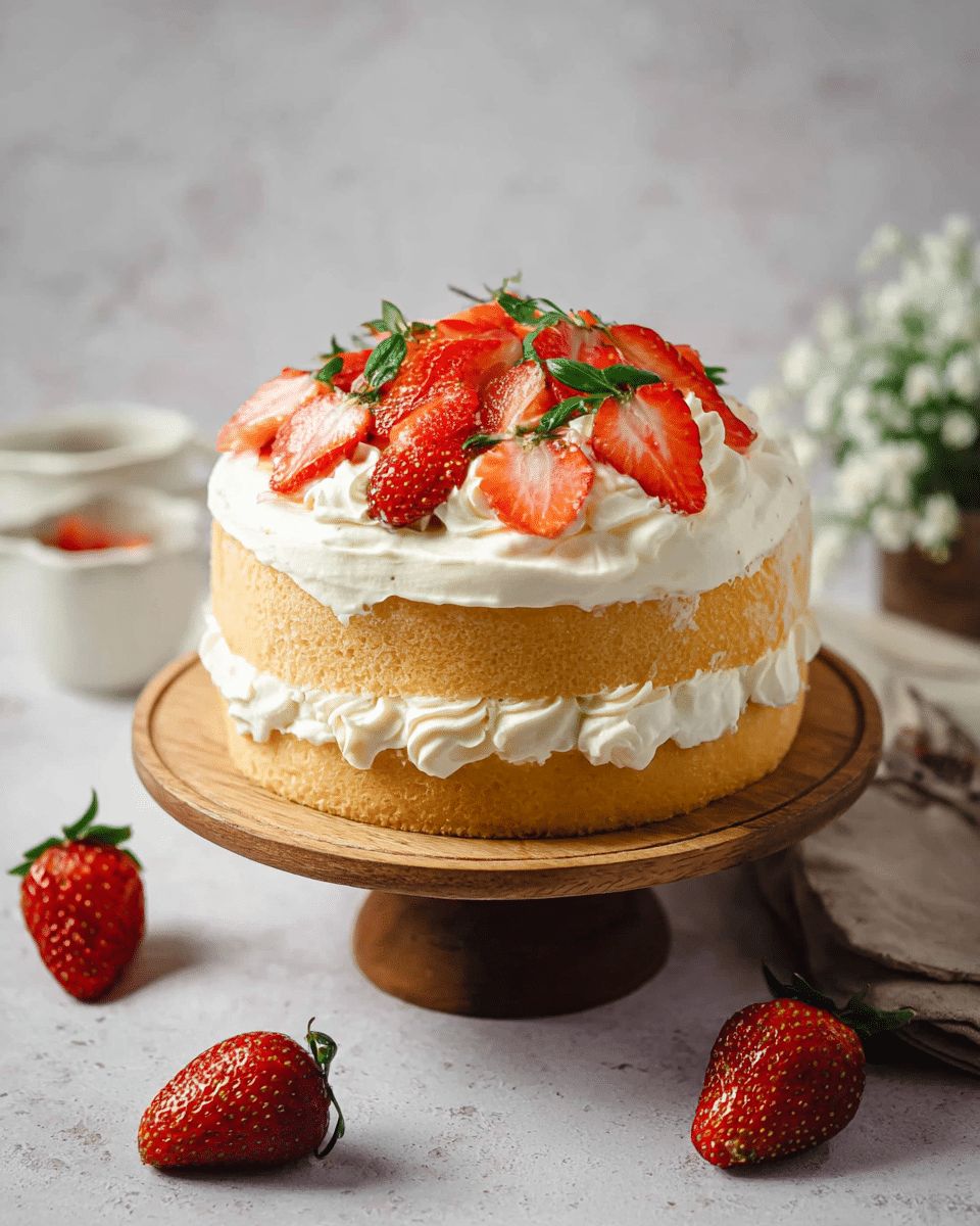 Fluffy Japanese Strawberry Shortcake with Fresh Whipped Cream