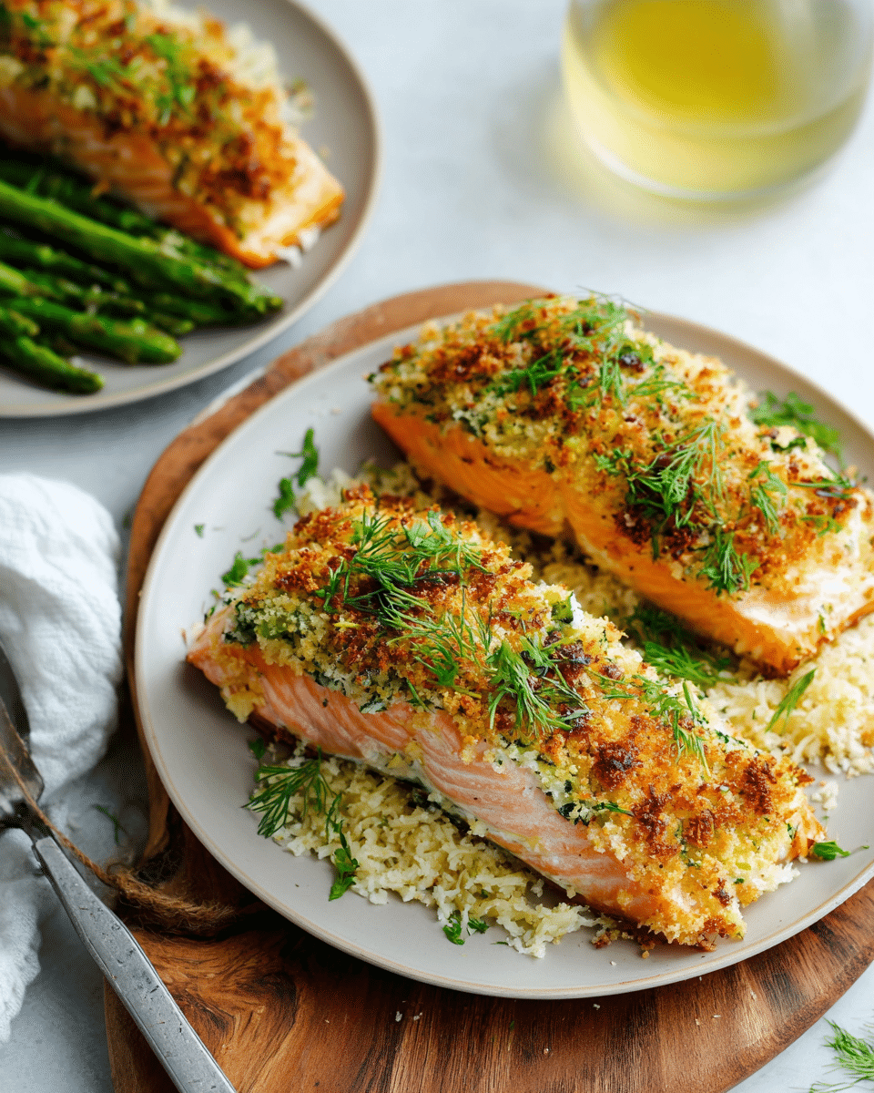 Herb-Crusted Norwegian Salmon with Lemon-Garlic Panko Crunch