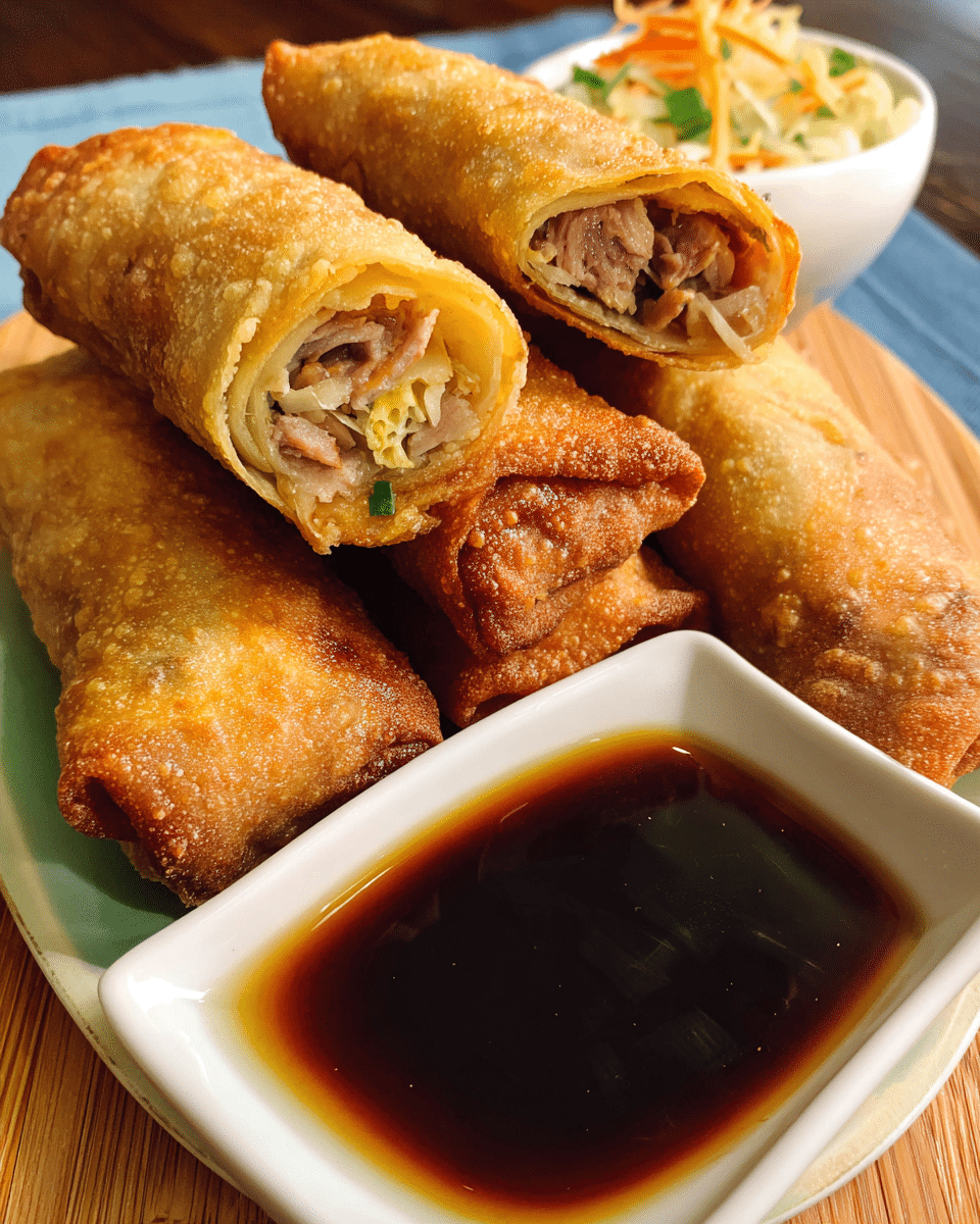 Golden Fried Chinese Egg Rolls with Pork and Vegetables