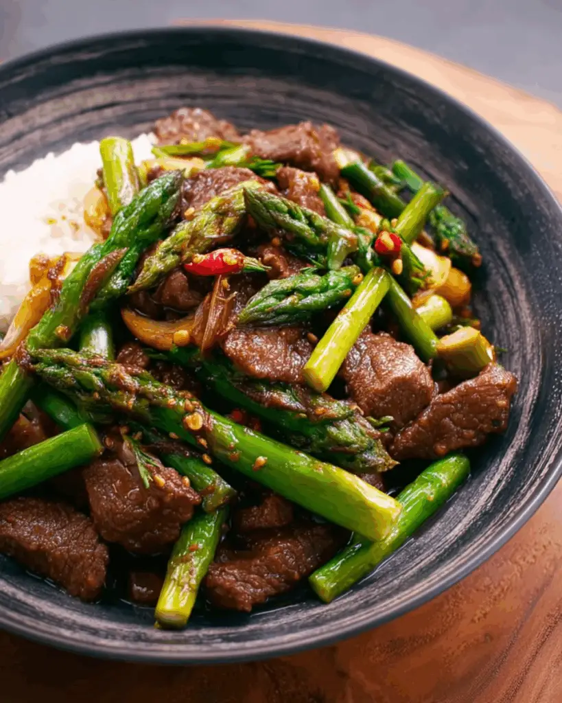 Savory Garlic Beef Stir-Fry with Tender Asparagus