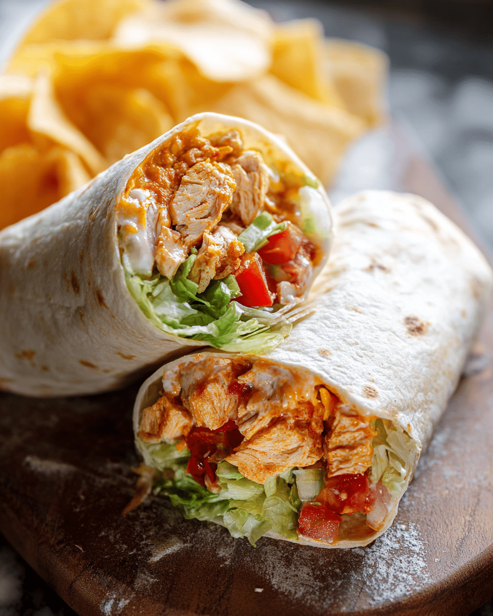 Spicy Buffalo Chicken & Ranch Wraps with Crisp Veggies