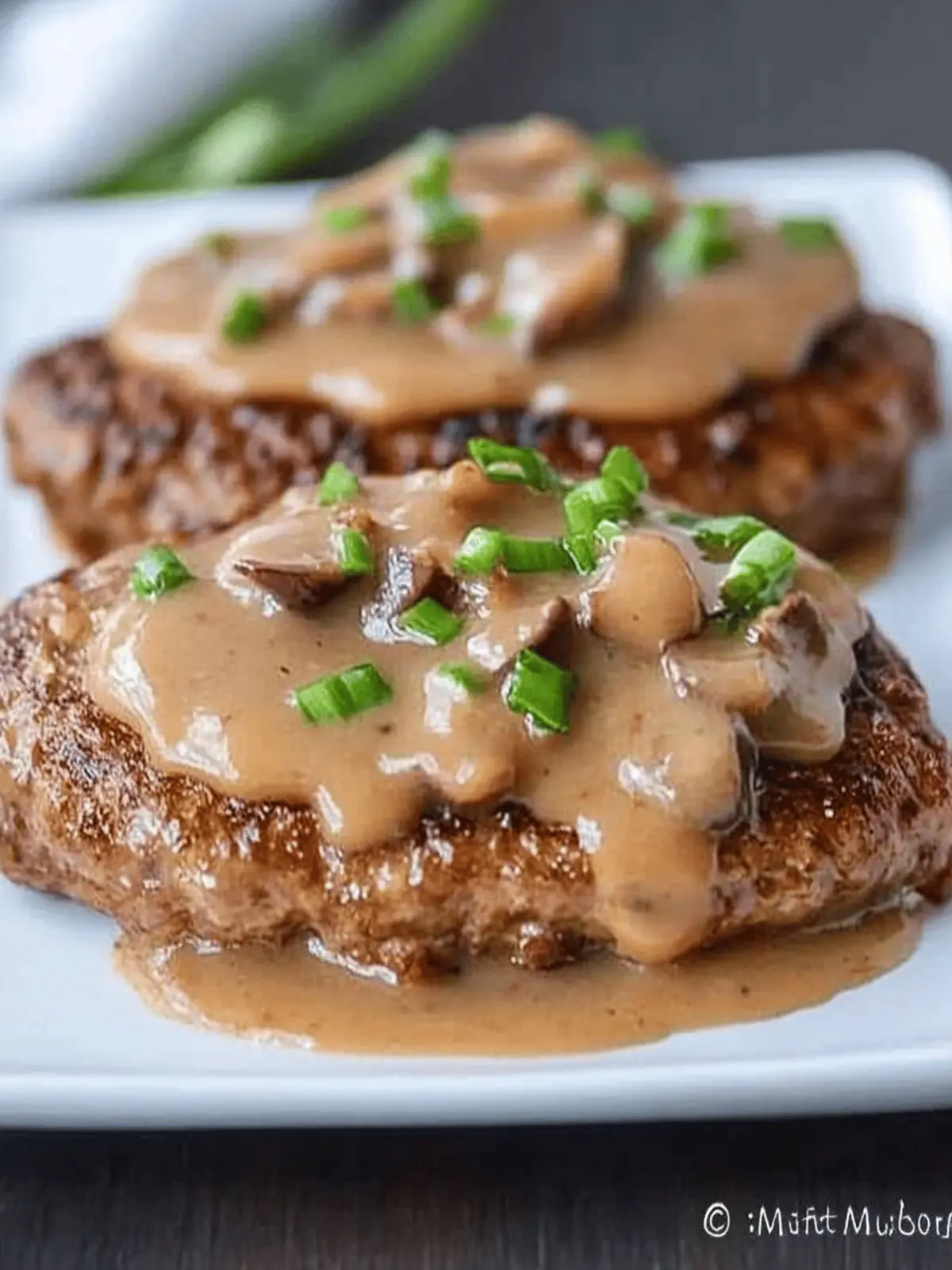 Pork Burger Steak with Mushroom Gravy