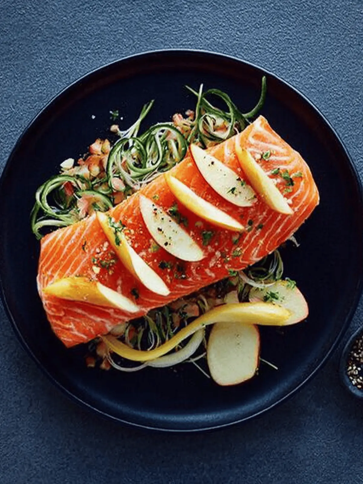 Baked Norwegian salmon with apple vinaigrette