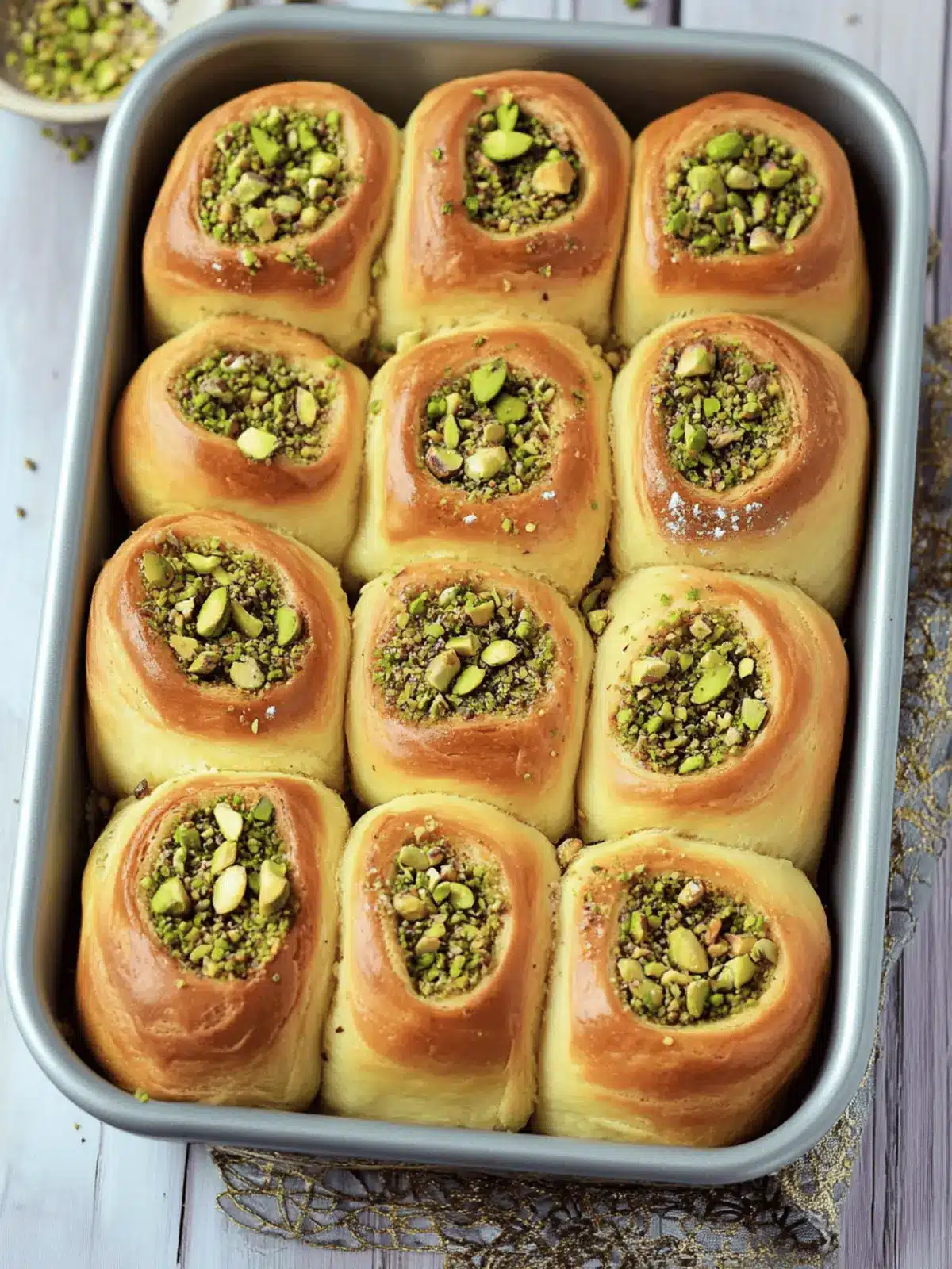 Sweet Pistachio Cream Brioche Rolls