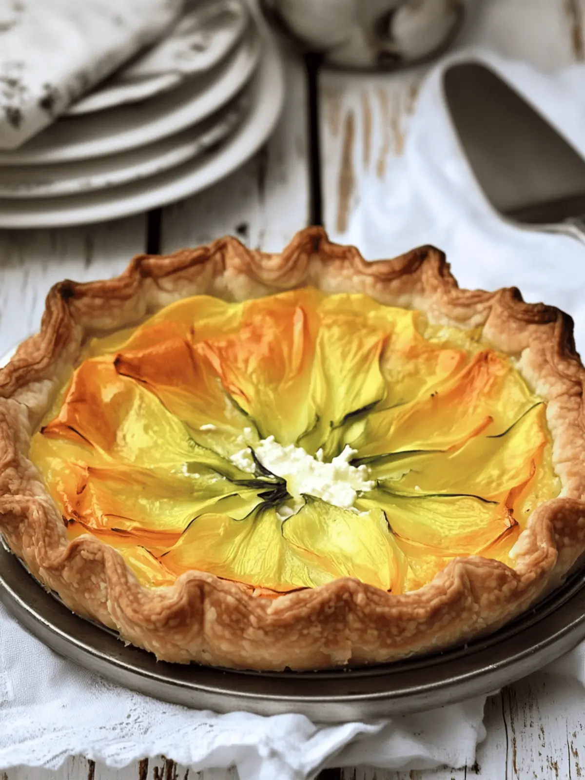 Zucchini Blossom and Ricotta Tart