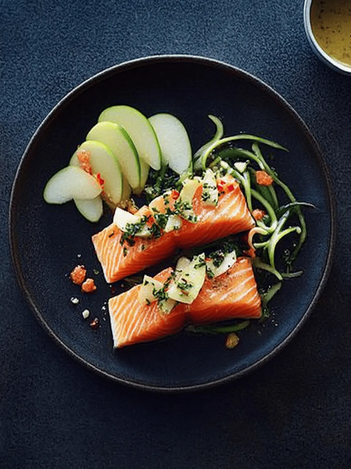 Baked Norwegian salmon with apple vinaigrette