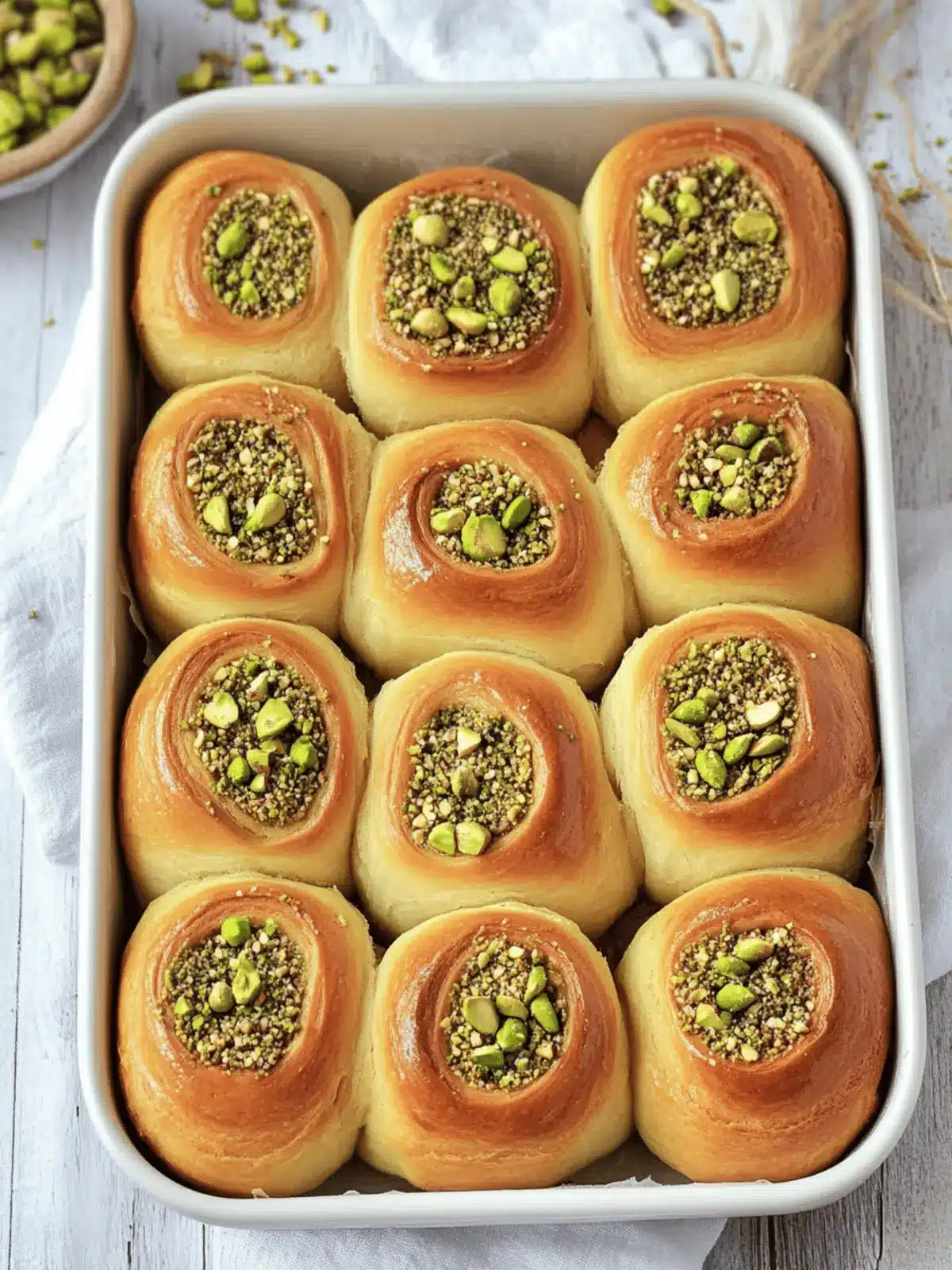 Sweet Pistachio Cream Brioche Rolls