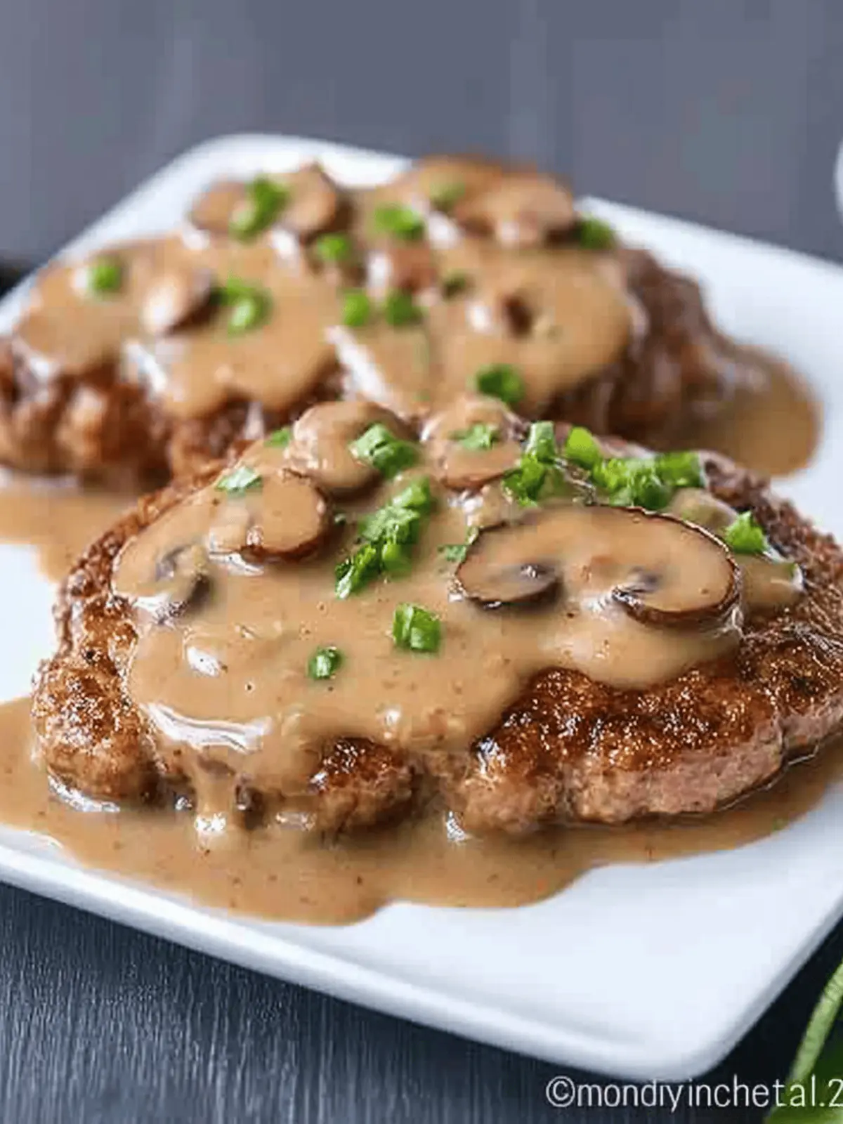 Pork Burger Steak with Mushroom Gravy