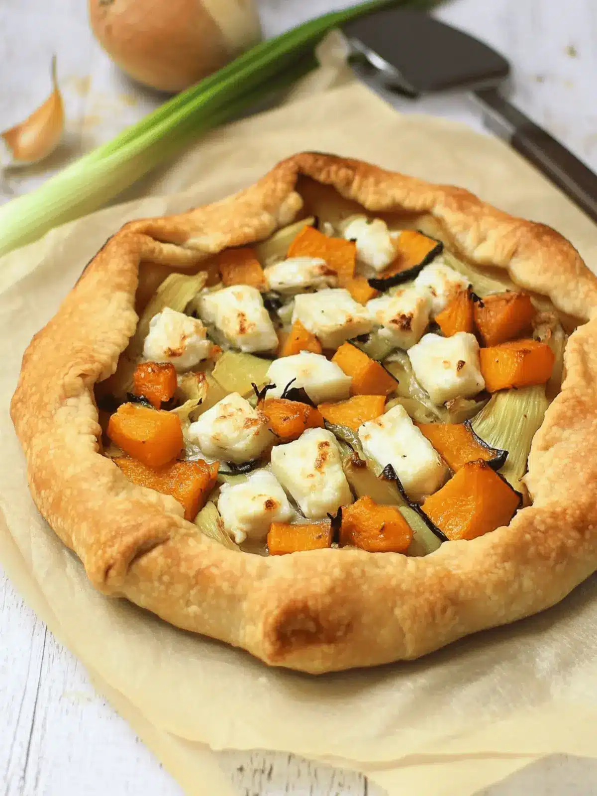 Savoury Butternut Squash, Leek, and Goat Cheese Crostata