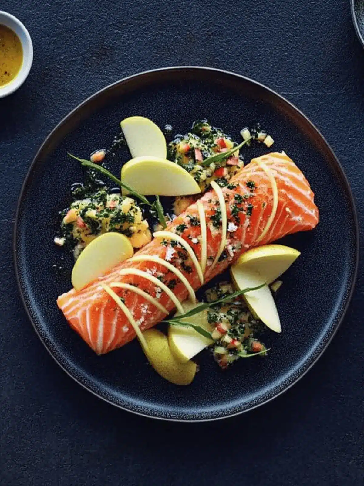 Baked Norwegian salmon with apple vinaigrette