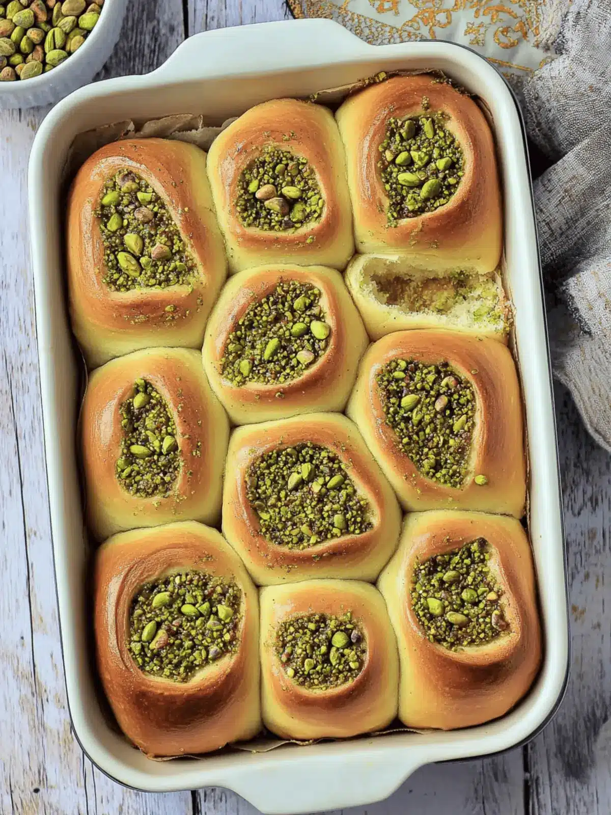 Sweet Pistachio Cream Brioche Rolls