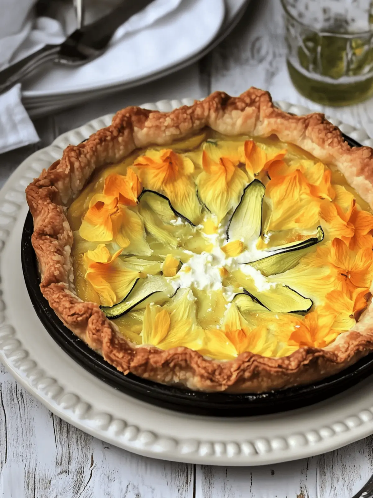 Zucchini Blossom and Ricotta Tart