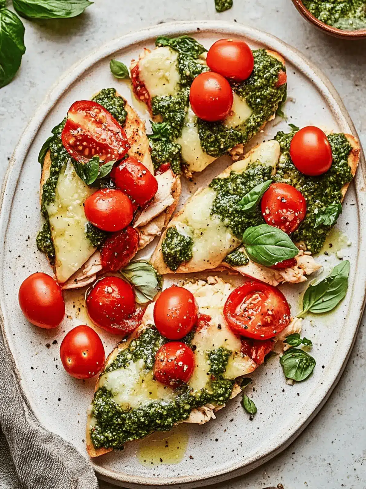 Pesto Chicken Bruschetta