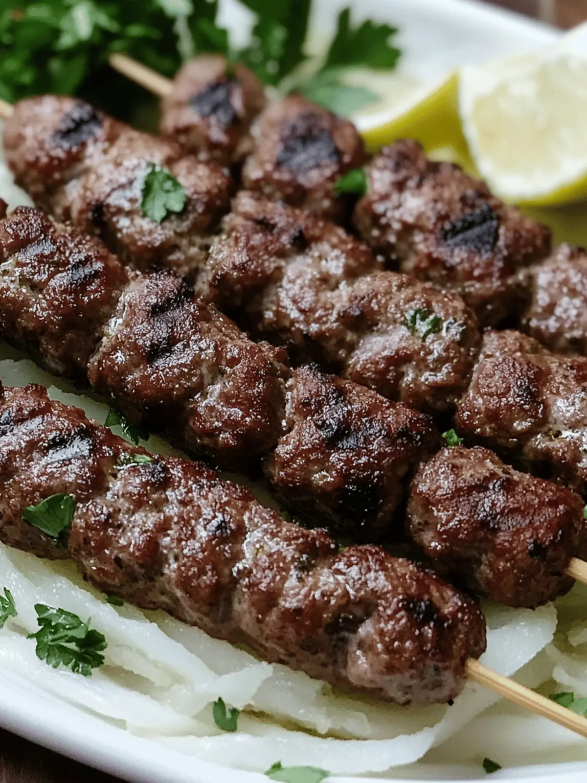 Grilled Lebanese Kafta Skewers with Parsley & Spices