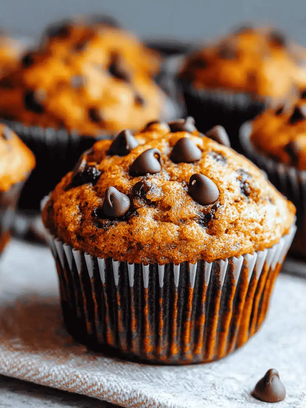 Moist Banana Muffins with Mini Chocolate Chips in Every Bite