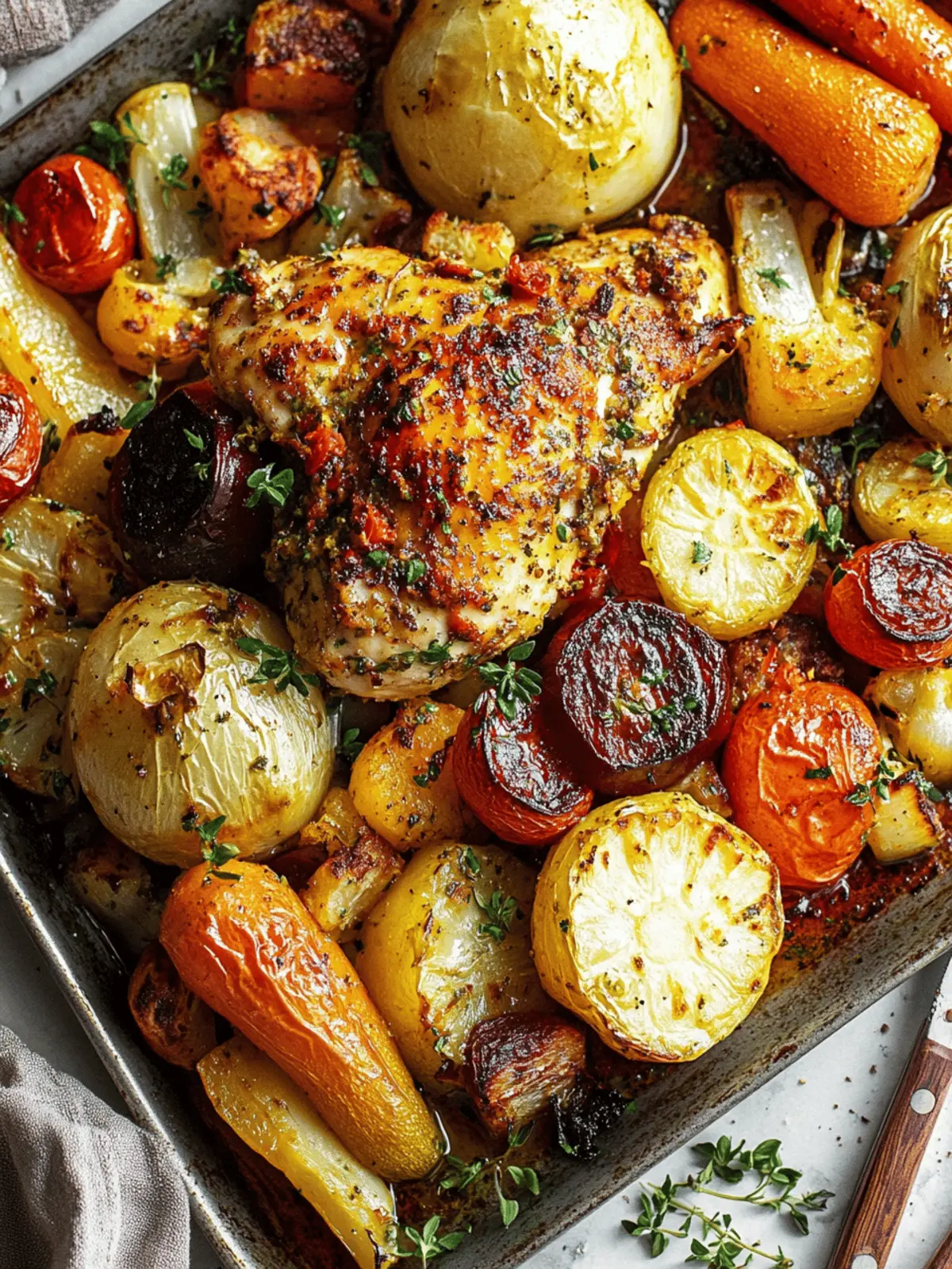 Spicy Harissa Chicken with Roasted Vegetables on a Sheet Pan