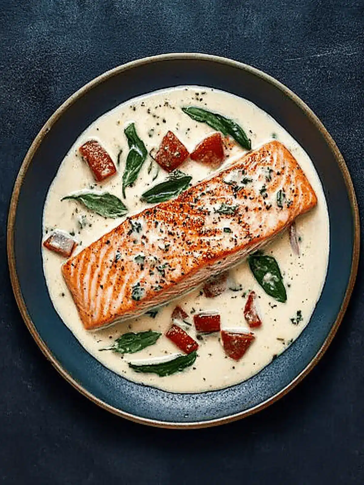 Norwegian salmon with creamy tuscan sauce