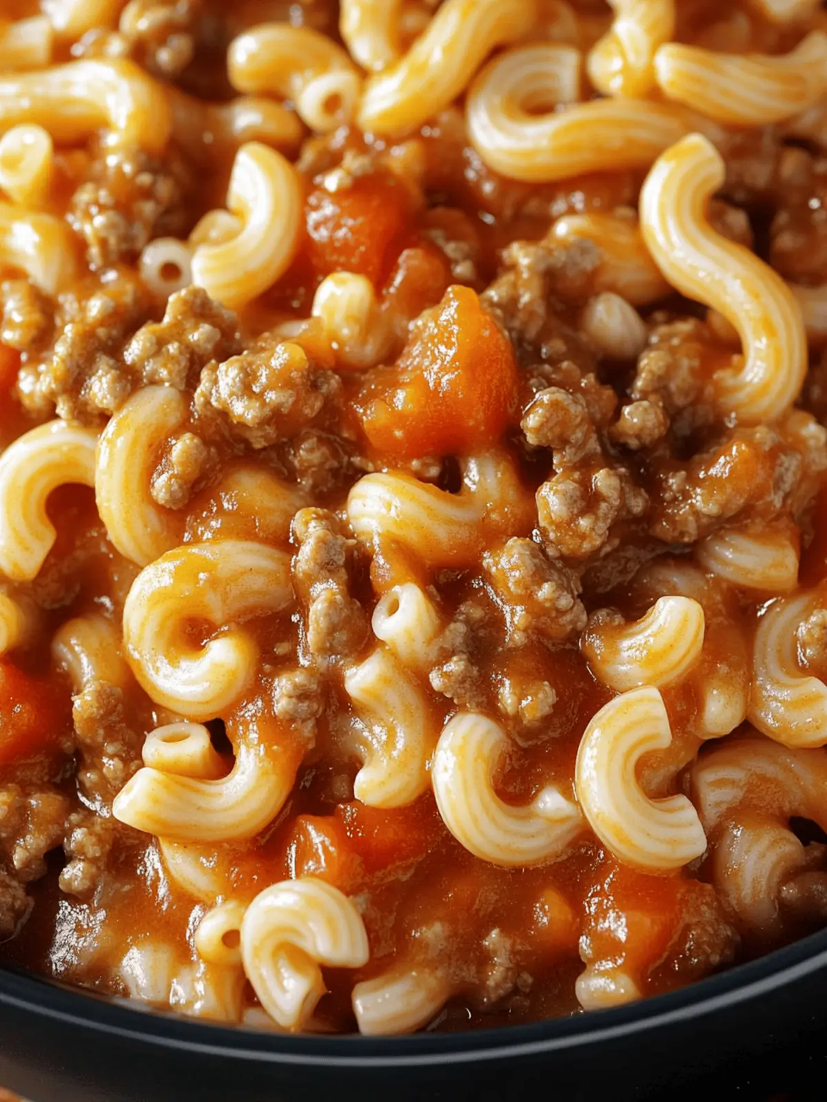 Hearty Homestyle American Chop Suey with Tomato Sauce and Elbow Macaroni
