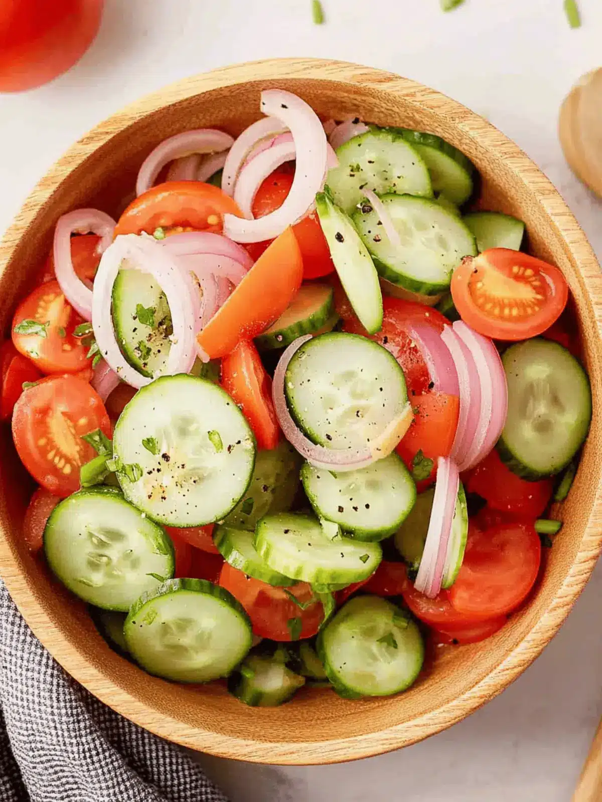 Crisp Cucumber, Tomato and Onion Salad in Just 5 Minutes 3 Cucumber, Tomato and Onion Salad (5 Minutes To Assemble)
