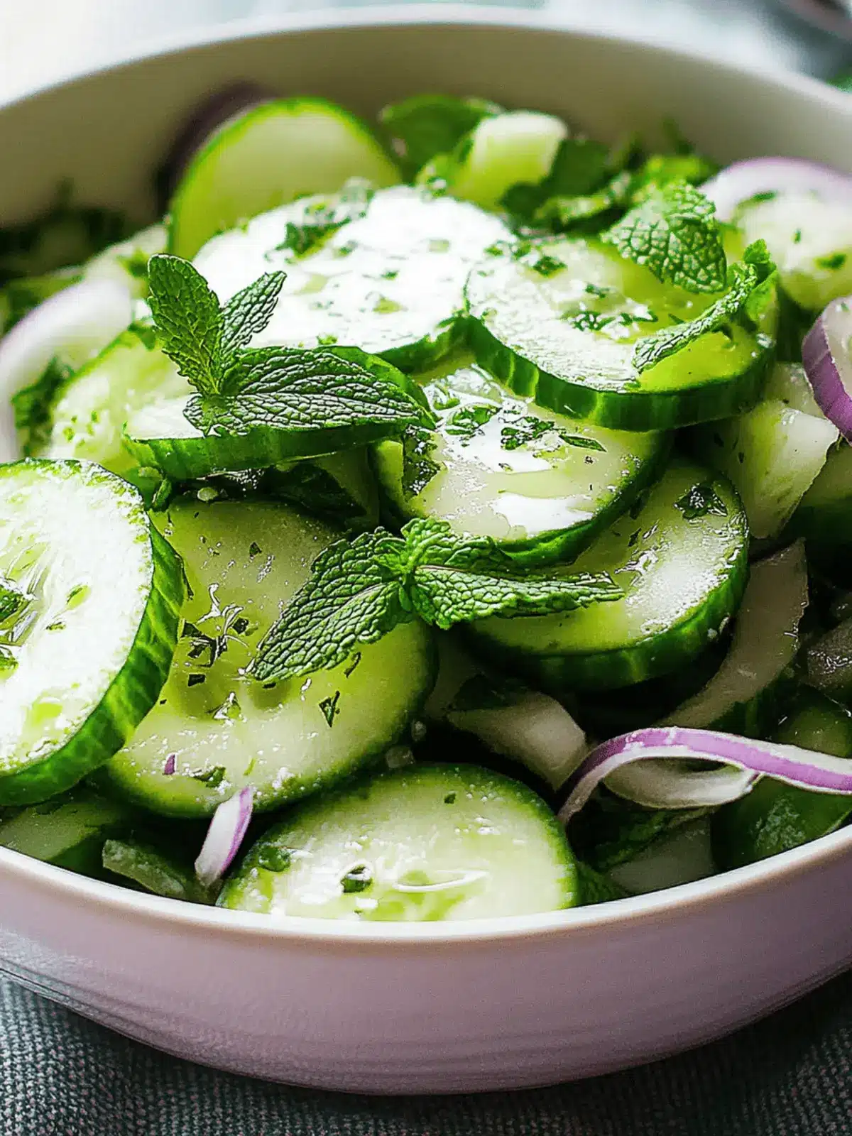 Crisp Cucumber Salad with Mint & Sweet-Tangy Vinaigrette