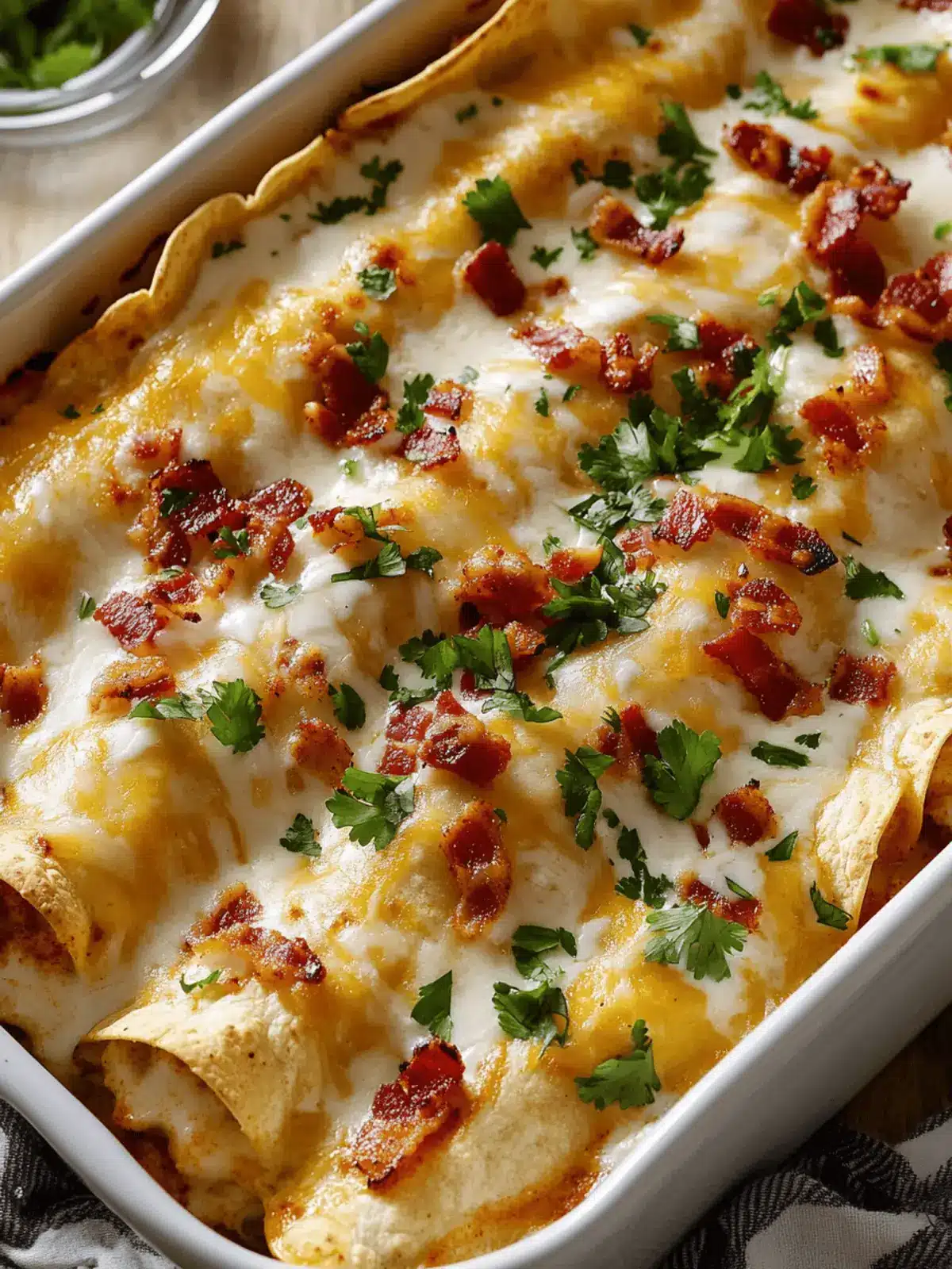 Creamy Bacon Ranch Chicken Enchiladas