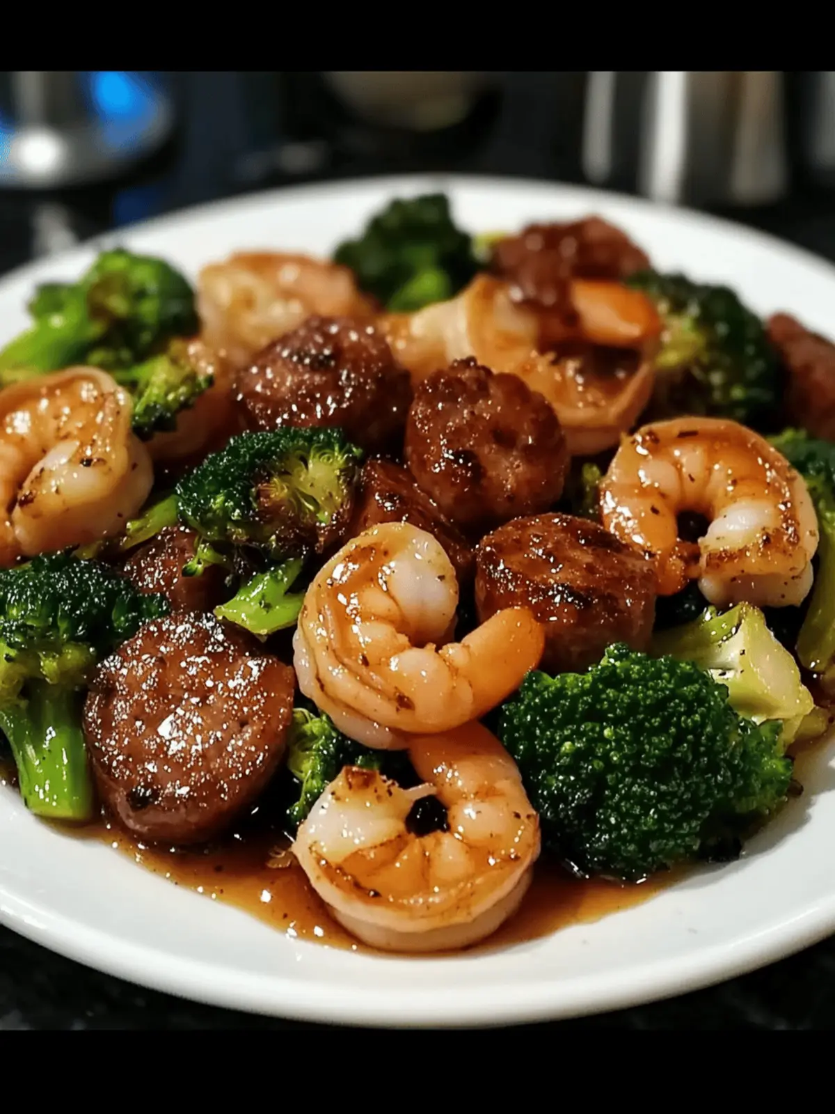 Honey Garlic Shrimp, Sausage & Broccoli